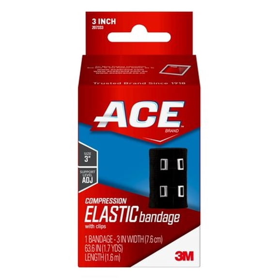 Ace Compression Elastic Bandage with Clips 3 Inch 1 Each by Ace (Pack of 4)