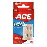 Ace Elastic Bandage W/ Clips Customize Compression & Odor Resistant, 3 In, 2-Pack