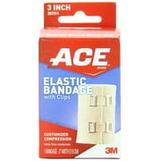 Ace Elastic Bandage W/ Clips Customize Compression & Odor Resistant, 3 In