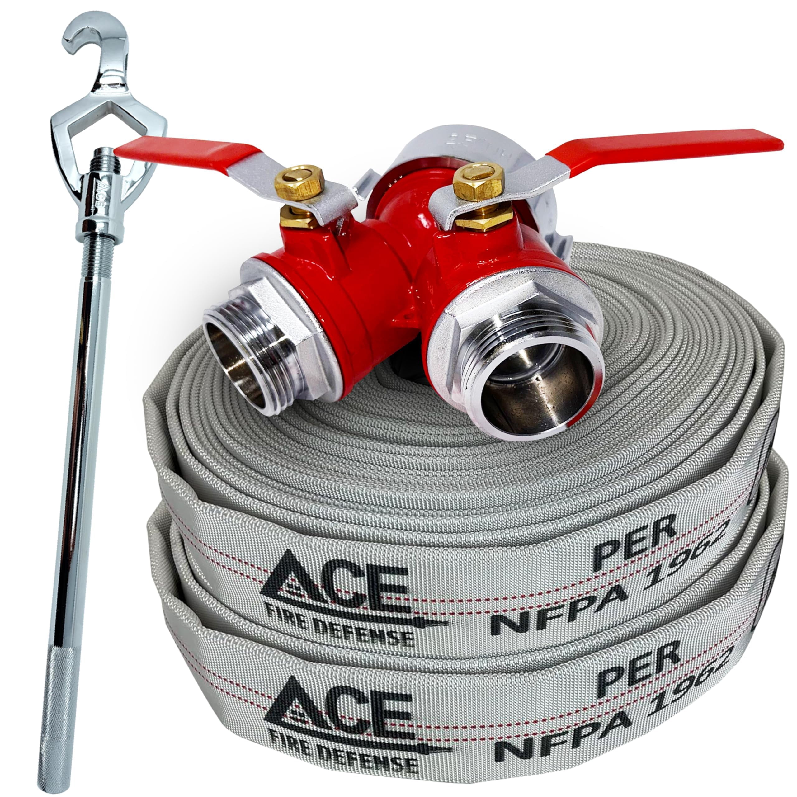 Ace Fire Defense Brass Gated WYE Valve Bundle – 2× 75 ft NFPA 1962 Fire ...