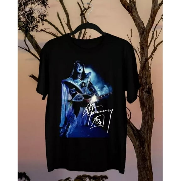 Ace Frehley Cotton Men Women Gift For Fans Cotton Black T-Shirt Full Sizes ,Black Color,Size L