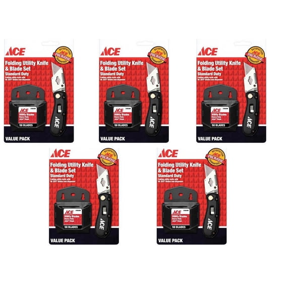 Ace Hardware Folding Utility Knife and Blade Set with 250 Blades 2199644, 5 Pack