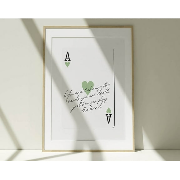 Ace Of Hearts Sage Green Wall Art Trendy Apartment Decor, Retro Trendy Wall Art Quote Inspirational Print Wall Art Cool Room Decor Aesthetic Wall Art, Modern Wall Decor, 8x12 UNFRAMED