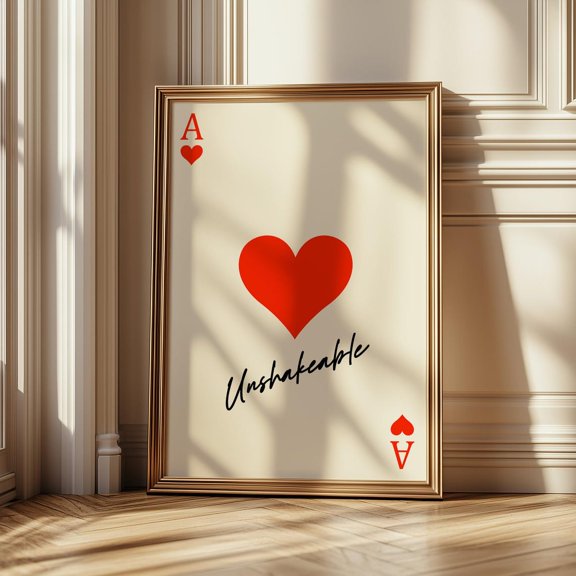 Ace Hearts Unshakeable Quote Retro Playing Card Wall Decor Unframed Paper Print
