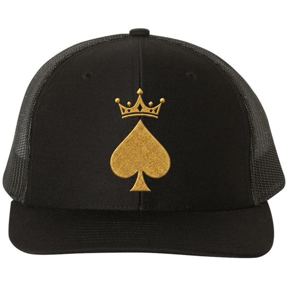 Ace King Queen Jack Embroidered Trucker Hat Playing Card Suits Graphic Mesh Back Baseball Cap (Ace)