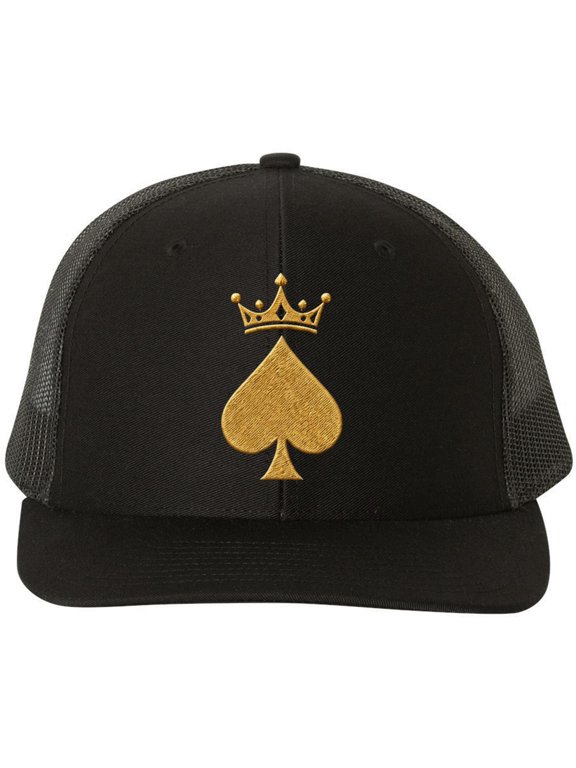 Ace King Queen Jack Embroidered Trucker Hat Playing Card Suits Graphic Mesh Back Baseball Cap (Ace)