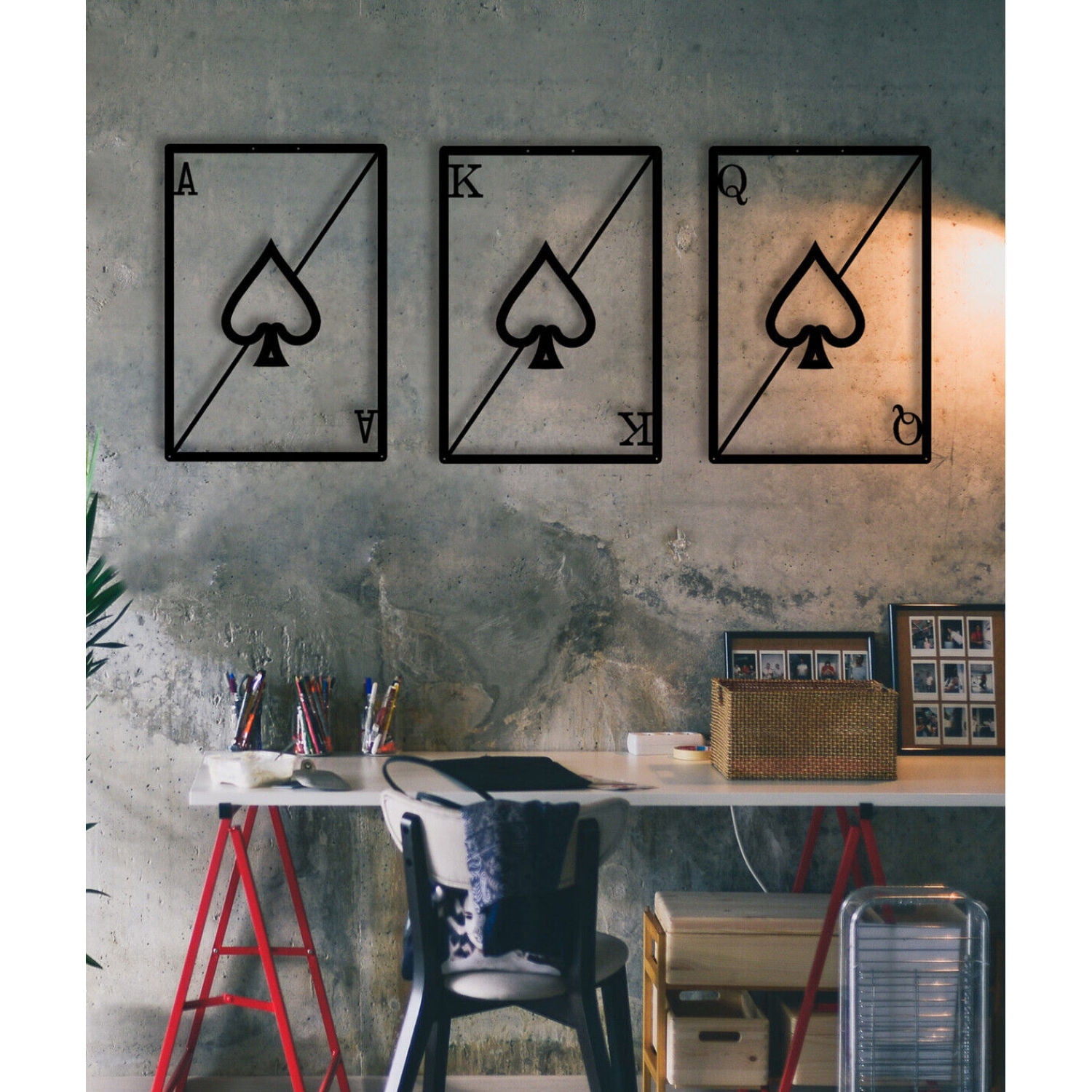 Ace King Quenn Of Spades Metal Wall Card Set Metal Wall Decor Set