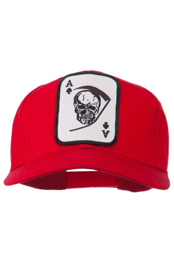Ace Military Card Patched Solid Twill Cap - Red OSFM