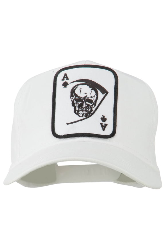 Ace Military Card Patched Solid Twill Cap - White OSFM