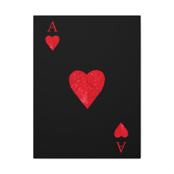 Ace Of Hearts Black Surface Playing Card Canvas Wall Art for Home Decor Ready-to-Hang