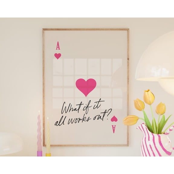 Ace Of Hearts Pink Preppy Dorm Decor Unframed Paper Print