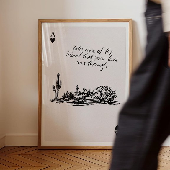Ace Of Hearts Western Lyric Print, Rustic Home Decor UNFRAMED PAPER POSTER, Home Decor, Vintage Gift, Living Room Dercor