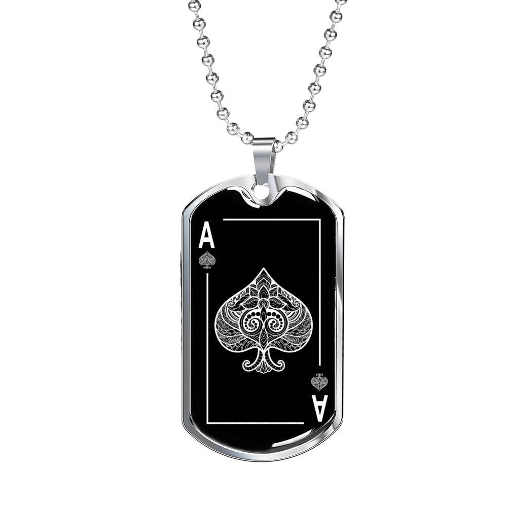 Men Statement Poker Lucky Ace of Spades Pendant Necklace Red Black Silver  Color Stainless Steel Long Chain Necklaces Jewelry - AliExpress