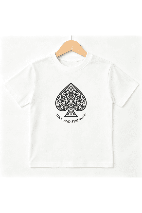 Ace Of Spades Boys Graphic Tee, Retro Magic Card Luck And Strength 100% Cotton Kids Short Sleeve T-Shirt