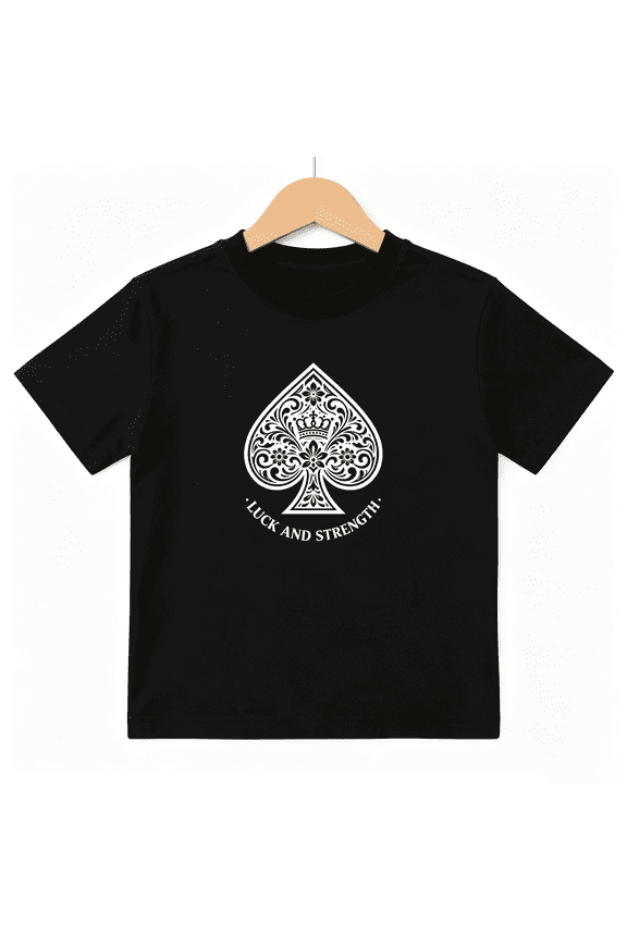 Ace Of Spades Boys Graphic Tee, Retro Magic Card Luck And Strength 100% Cotton Kids Short Sleeve T-Shirt