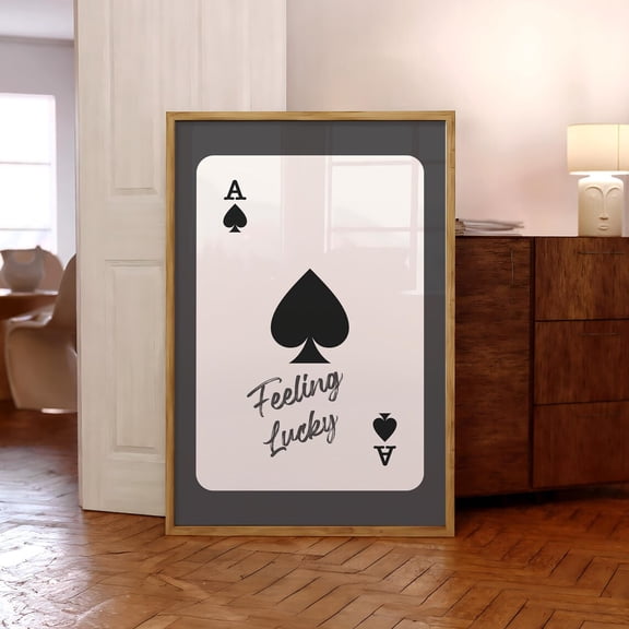 Ace Of Spades Feeling Lucky Retro Card Art Unframed Paper Print