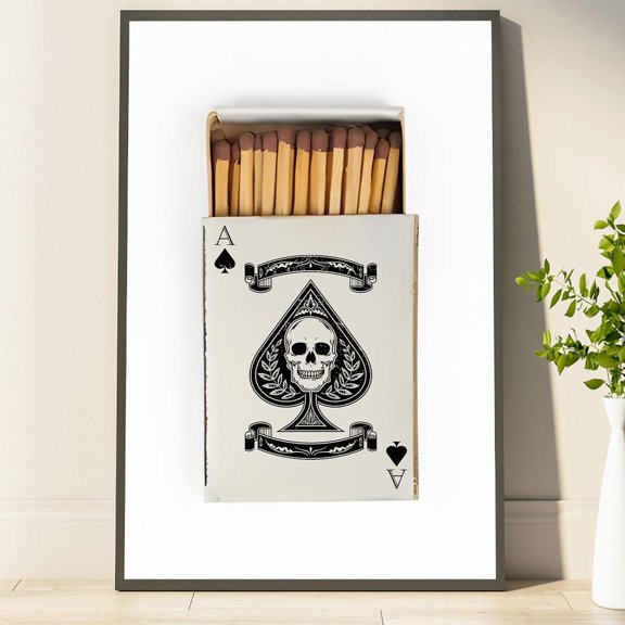 Ace Of Spades Matchbox Skull Wall Art Decor Unframed Paper Print