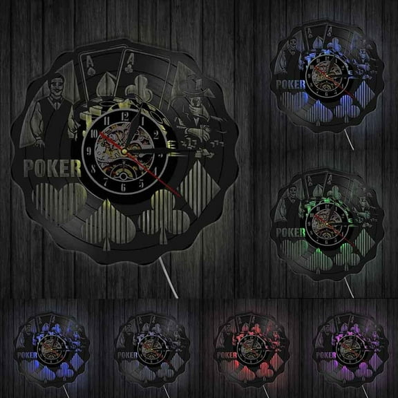 Ace Of Spades Playing Card Gambling Wall Art Wall Clock Game Room Gambling Den Decoration Vinyl Record Wall Clock Poker Gift