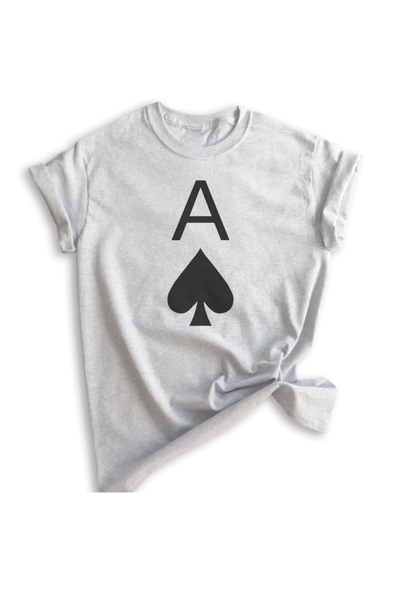 Ace Of Spades T-shirt, Unisex Women's Men's Shirt, Cute Ace T-shirt, Cards Shirt, Poker Shirt, Heather Ash, X-Small