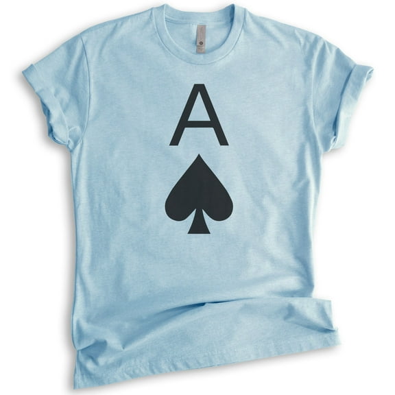 Ace Of Spades T-shirt, Unisex Women's Men's Shirt, Cute Ace T-shirt, Cards Shirt, Poker Shirt, Heather Light Blue, Medium