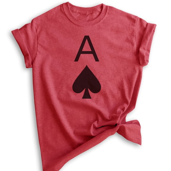 Ace Of Spades T-shirt, Unisex Women's Men's Shirt, Cute Ace T-shirt, Cards Shirt, Poker Shirt, Heather Red, Large