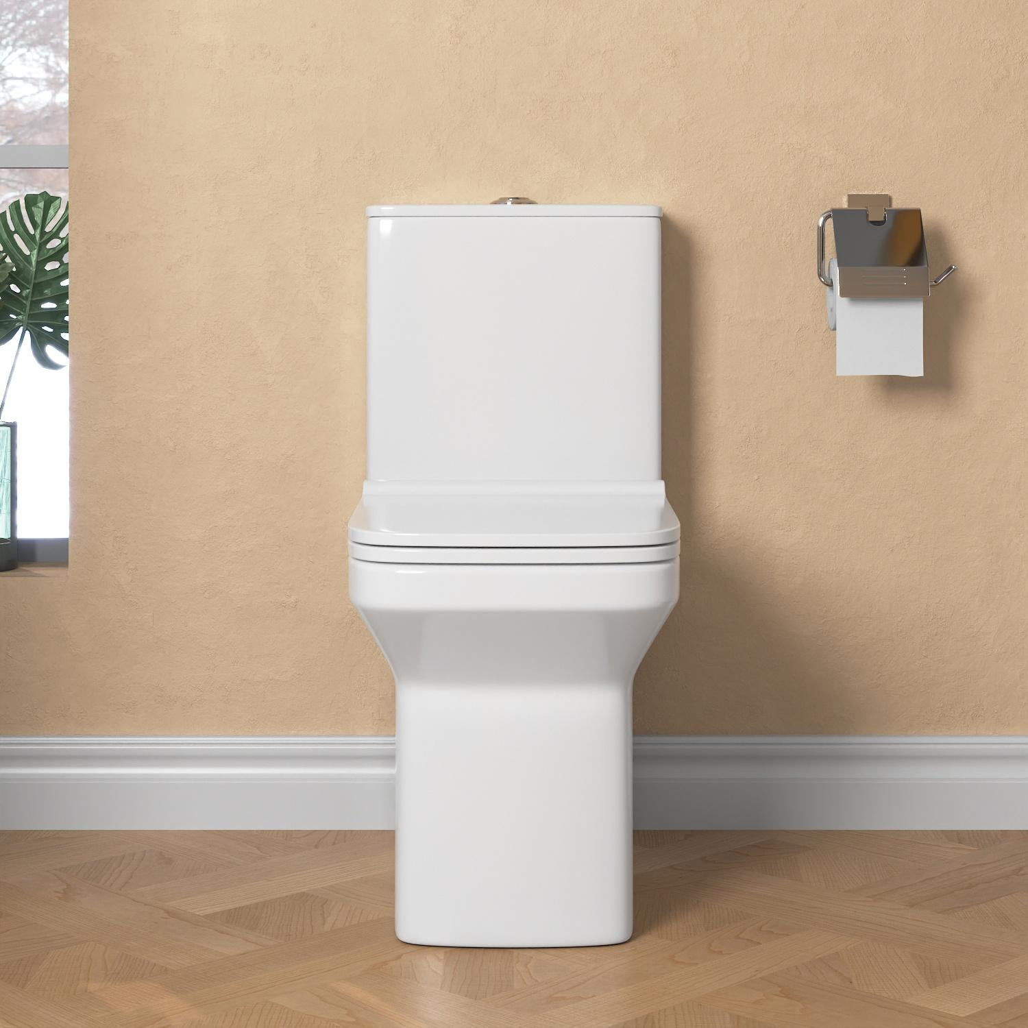 Ace One-Piece 0.8/1.28 GPF Dual-Flush Rectangular Floor Mounted Toilet in White (Seat Included)
