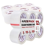 Ace Pack 3" Wide x 110 Yards per Roll, 2.0 Mil Thick Heavy Duty Clear Packing Tape Sealing Shipping Packaging Tape 12 Rolls