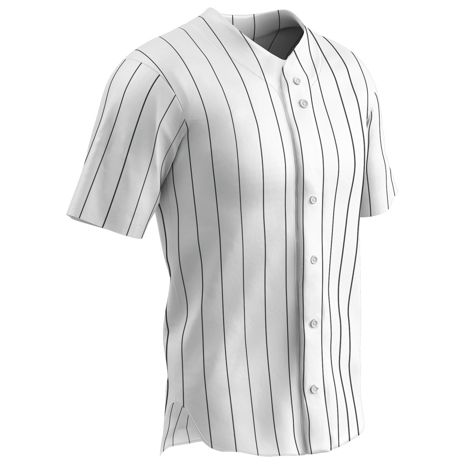 Ace Polyester Button-Front Baseball Jersey, Adult 2X-Large, White with Black  Pinstripes 