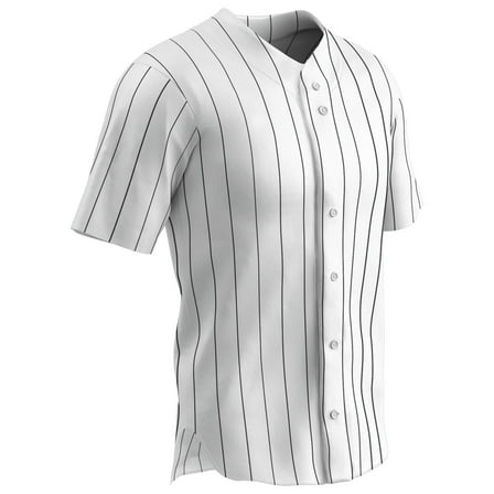 Ace Polyester Button-Front Baseball Jersey, Adult 2X-Large, White with Black Pinstripes