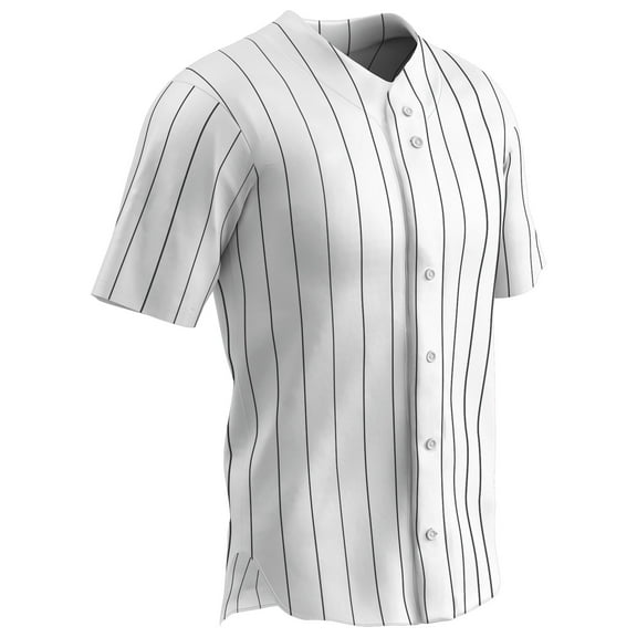 Ace Polyester Button-Front Baseball Jersey, Adult 2X-Large, White with Black Pinstripes