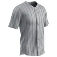 thumbnail image 1 of Ace Polyester Button-Front Baseball Jersey, Adult Medium, Grey with Black Pinstripes, 1 of 2