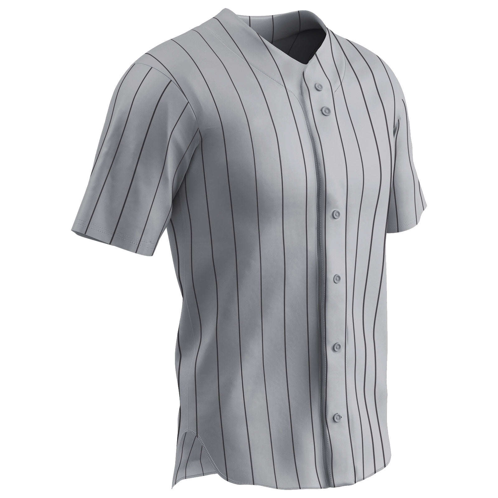 Ace Polyester Button-Front Baseball Jersey, Adult Small, Grey with Black Pinstripes
