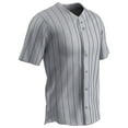 thumbnail image 1 of Ace Polyester Button-Front Baseball Jersey, Adult X-Large, Grey with Navy Pinstripes, 1 of 1