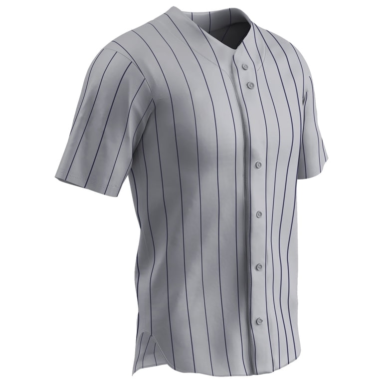 Ace Polyester Button-Front Baseball Jersey, Youth Large, Grey with