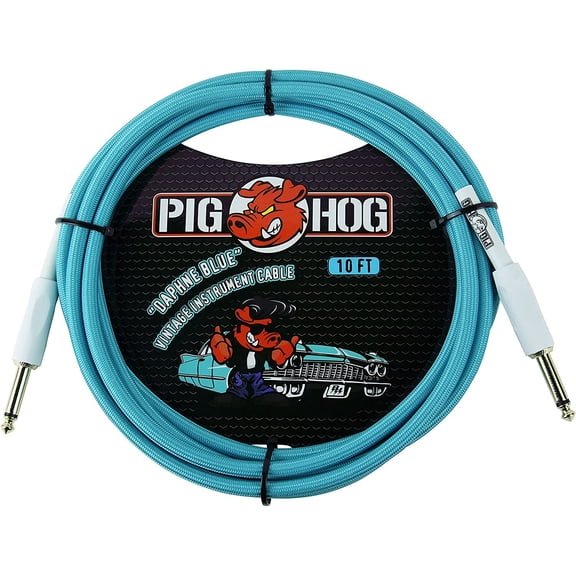 Pig Hog 10FT Straight Daphne Blue Instrument Cable