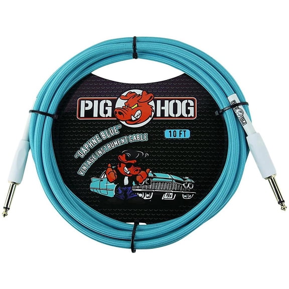 Pig Hog 10FT Straight Daphne Blue Instrument Cable