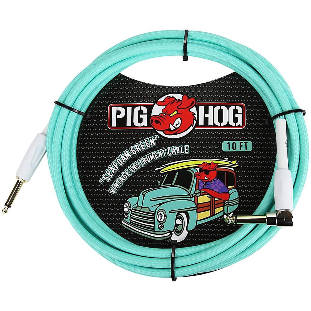 Pig Hog 10FT Right Seafoam Green Instrument Cable