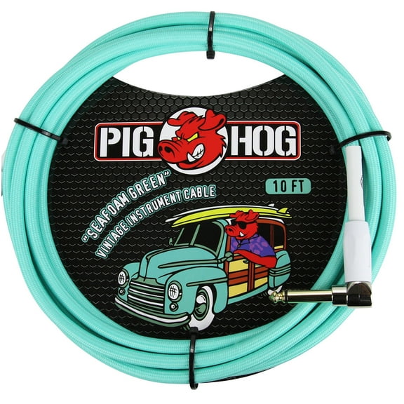 Pig Hog 10FT Right Seafoam Green Instrument Cable