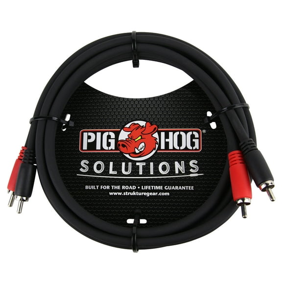 Pig Hog Dual Cable, 6 feet, RCA, Black, PDRCA06