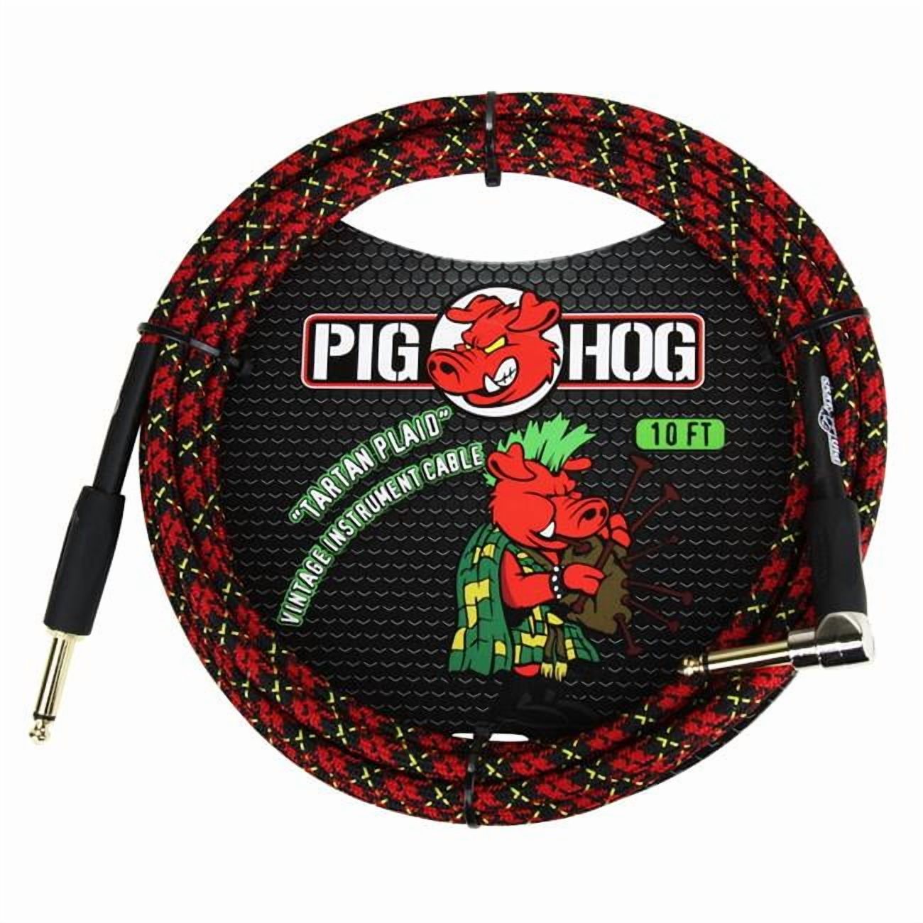 Ace Products Group  Woven Jacket Tour Grade Instrument Cable, 10 ft. Right Angle - Tartan Plaid
