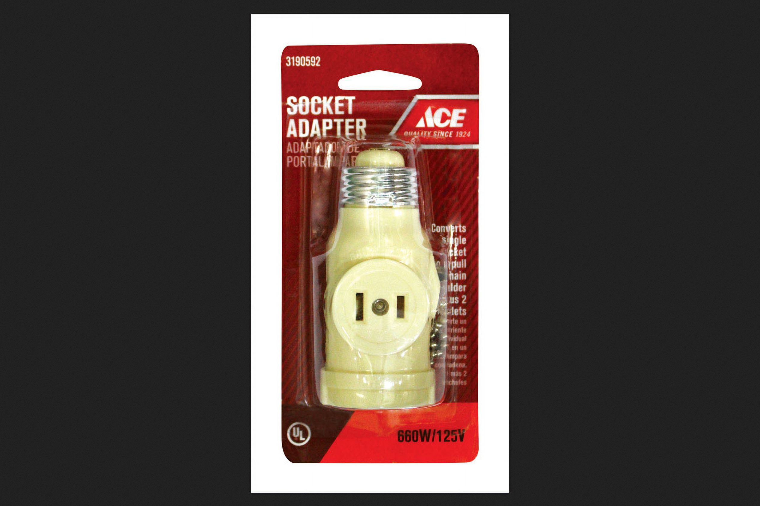 Ace Pull Chain Socket w/Outlets 660 watts 125 volts Medium Ivory ...