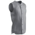 thumbnail image 1 of Ace Sleeveless Button-Front Polyester Baseball Jersey, Youth Large, Grey with Navy Pinstripes, 1 of 1