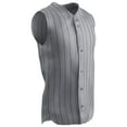 thumbnail image 1 of Ace Sleeveless Button-Front Polyester Baseball Jersey, Youth Small, Grey with Black Pinstripes, 1 of 1