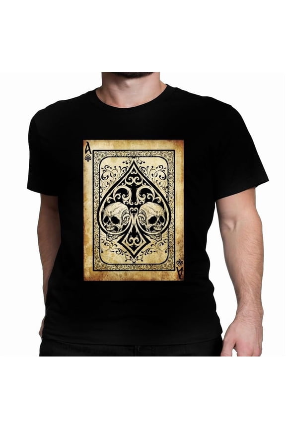 Ace Spade Skull Men's Print Graphic T Shirt Short Sleeve Summer T-Shirt Novelty Casual Tee (Black-X Large)