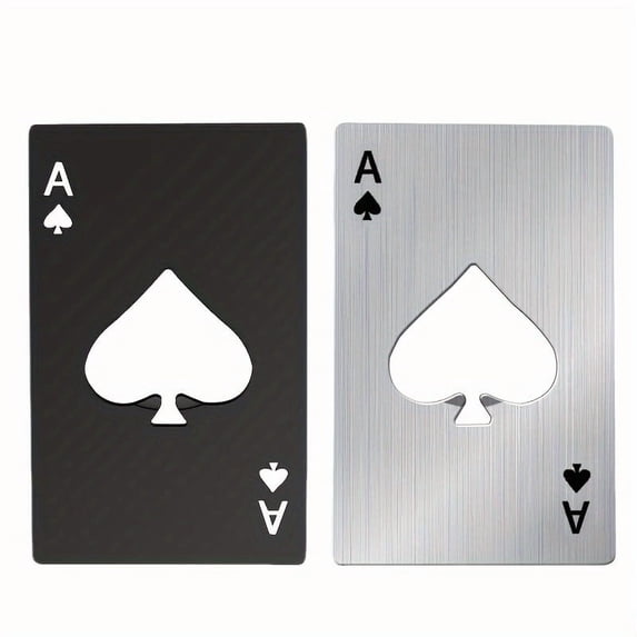 Ace of Spades Bottle Opener, Stainless Steel Card Bottle Opener, Credit Card Size Beer Opener for Wallet, Bar & Everyday Carry
