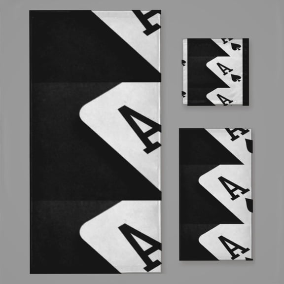 Ace Of Spades Monochrome Playing Card Bath Towel Sets For Bathroom Hand Towels Fingertip Towels 3 Piece Soft Absorbent For Bathroom Kitchen Hotel Beach