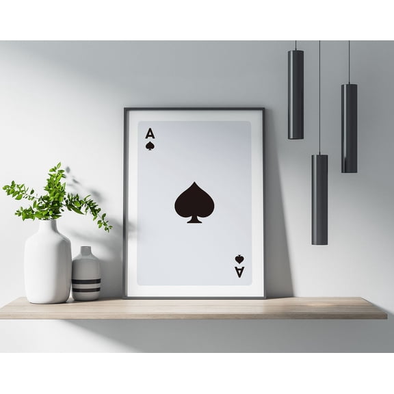 Ace Of Spades Poster, Poster Print, Wall Decor, Playing Card, Ace, Spades, Game, Graphic Design, Black And White, Home Decor, Wall Art, Modern Wall Decor, 8x12 UNFRAMED