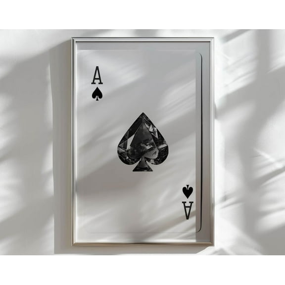 Ace Of Spades Print Black Wall Art Y2K Decor, Black And White Art College Apartment Decor, Minimalist Wall Art Trendy Wall Print Funky Decor Wall Art, Modern Wall Decor, 8x12 UNFRAMED