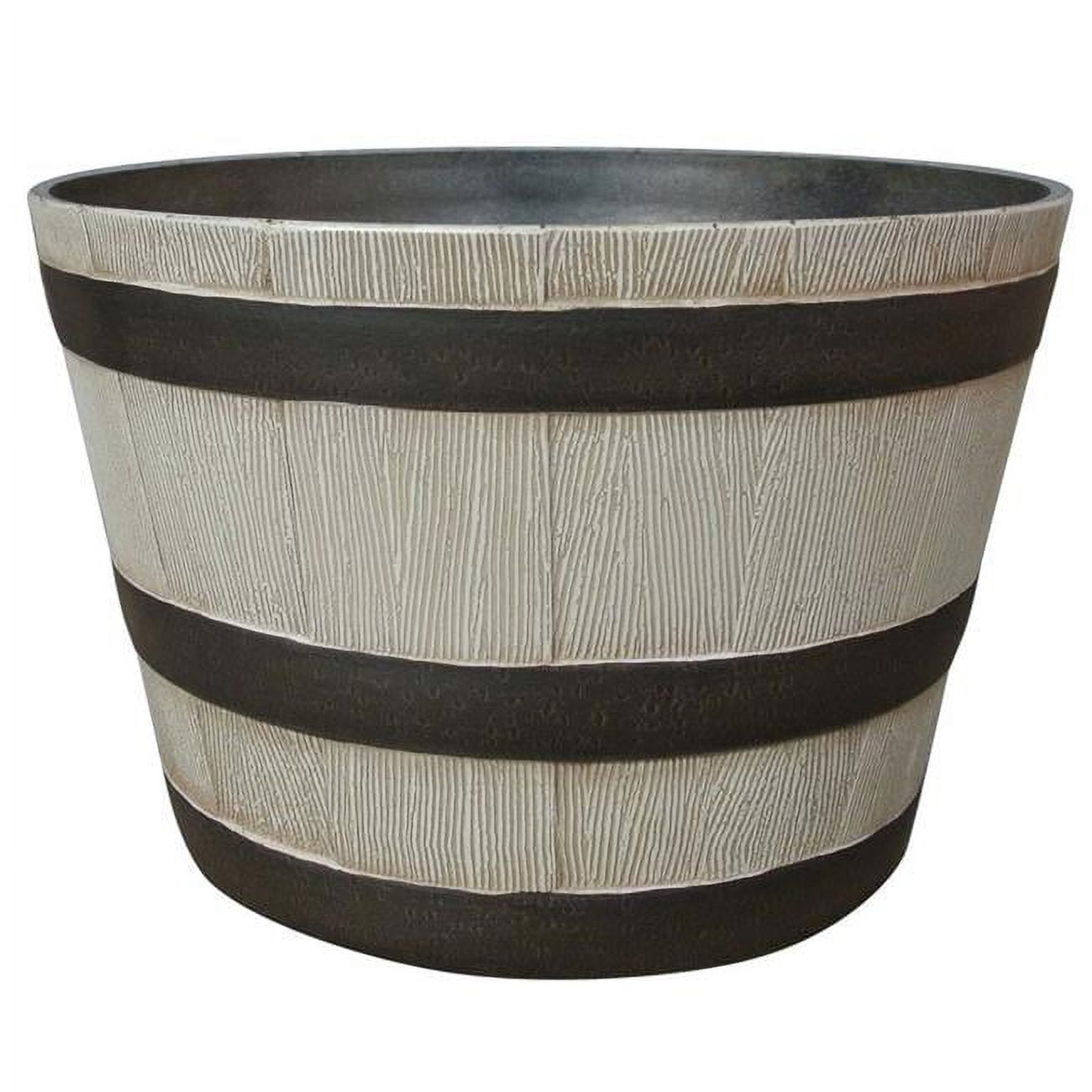 Ace Trading 19'' x 16'' x 9.21'' Round Birch Plastic and Resin Whiskey Barrel Planter