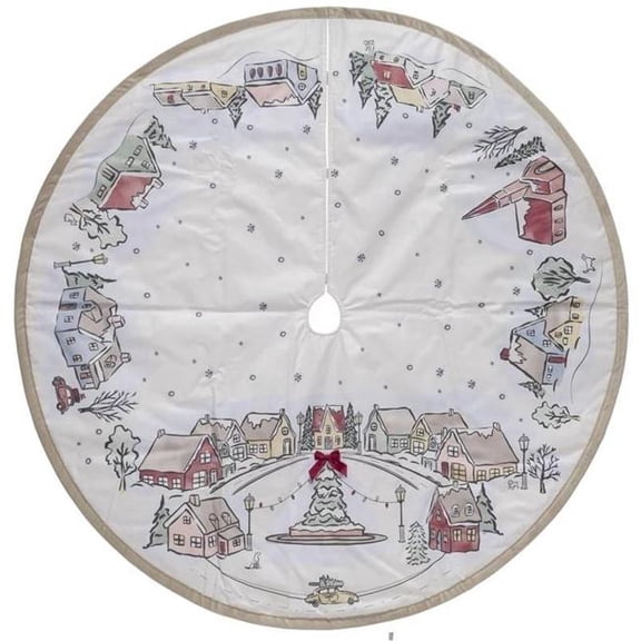 Ace Trading 9106280 48 in. White & Warm Gray Tree Village Tree Skirt